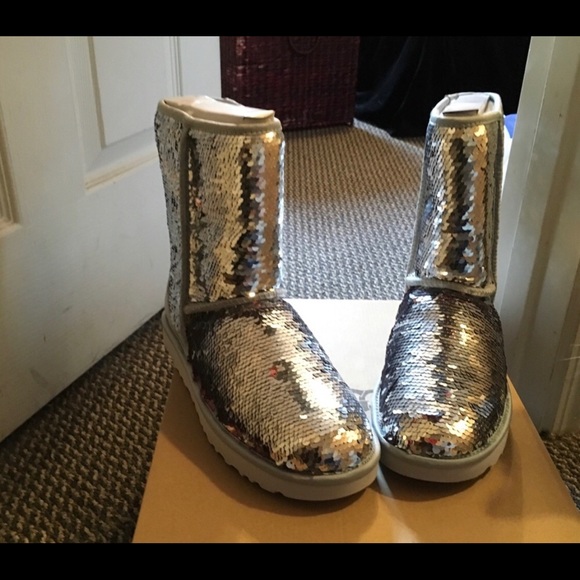 sequin uggs silver